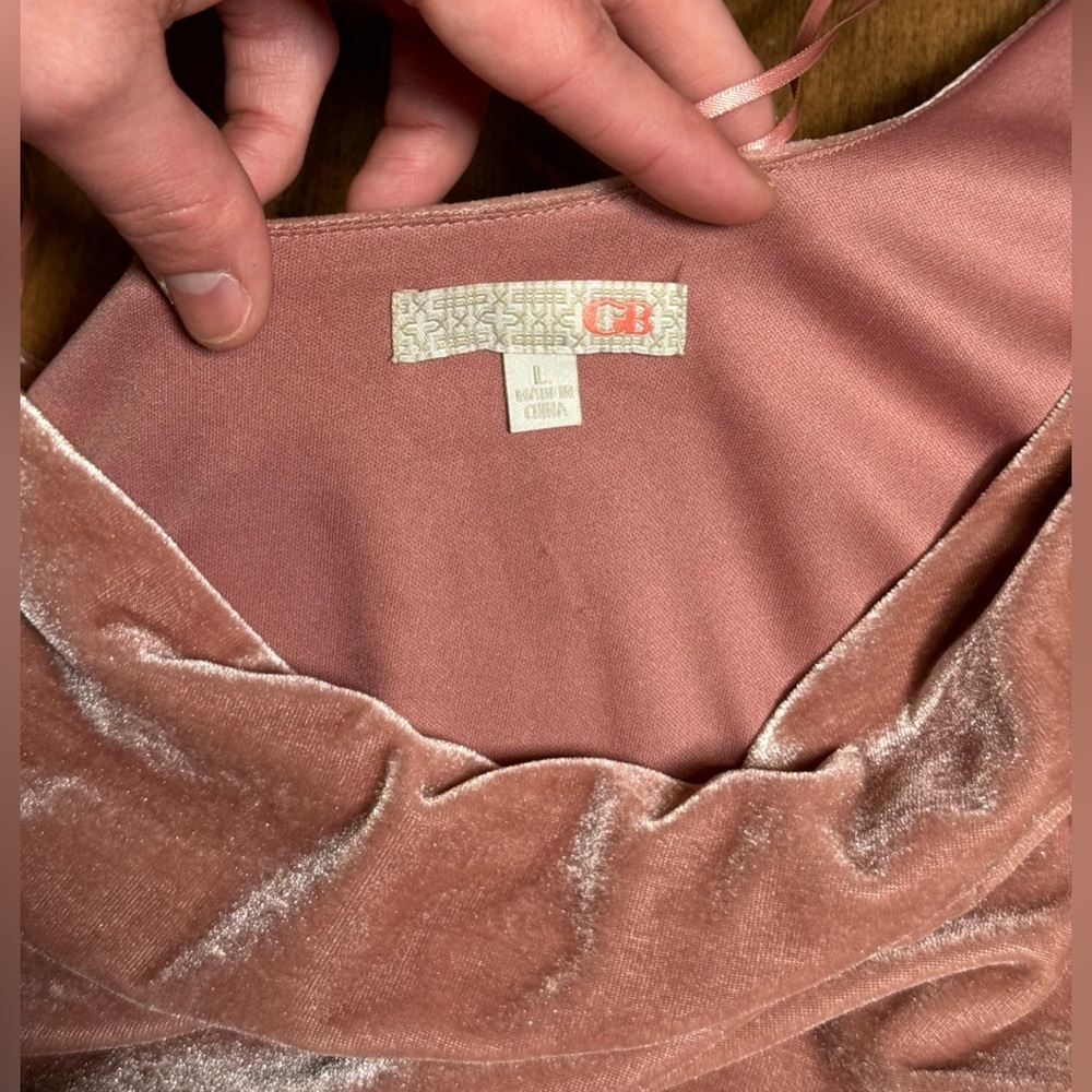 Gianni Bini Glitzy Daze One Shoulder Ruffle Pink Velveteen Dress Women’s L (NWT) - Picture 6 of 8